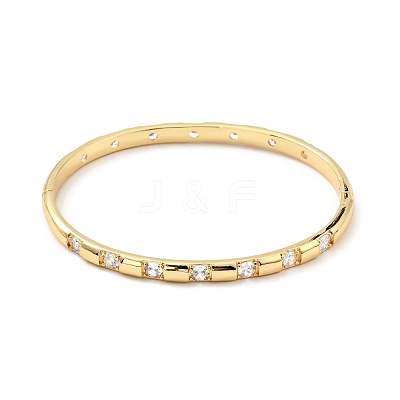 Clear Cubic Zirconia Hinged Bangle for Women BJEW-G643-02G-1