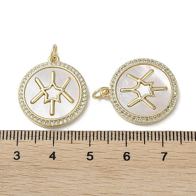 Brass Micro Pave Cubic Zirconia Pendants KK-G485-17F-G-1
