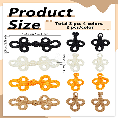 8Pcs 4 Colors Handmade Chinese Frog Knot Buttons Sets DIY-LP0006-87-1