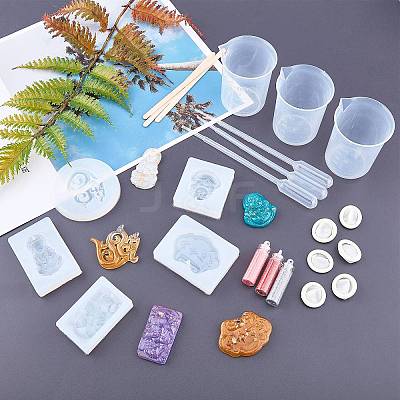 Buddhaist DIY Pendant Silicone Molds Kits DIY-OC0002-86-1