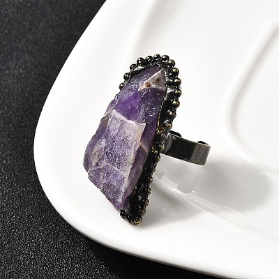 Natural Gemstone Irregular Nugget Open Cuff Rings G-A278-03AB-1