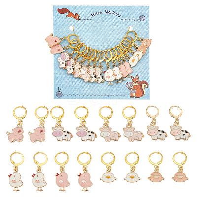 Animal Alloy Enamel Pendant Stitch Markers HJEW-AB00463-1