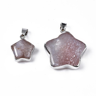 Natural Cherry Blossom Agate Pendants G-N326-105-1