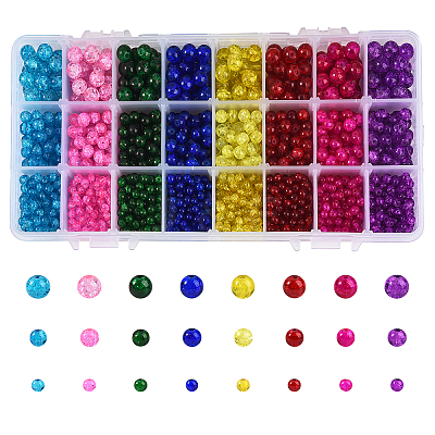 1920~2480Pcs 3 Style Spray Painted Crackle Glass Beads CCG-CJ0001-05-1