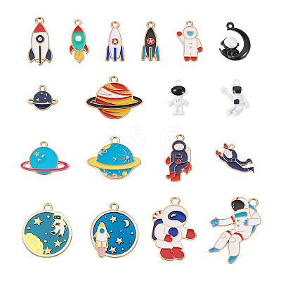 36Pcs 18 Styles Baking Paint Alloy Pendants FIND-CD0001-02-1