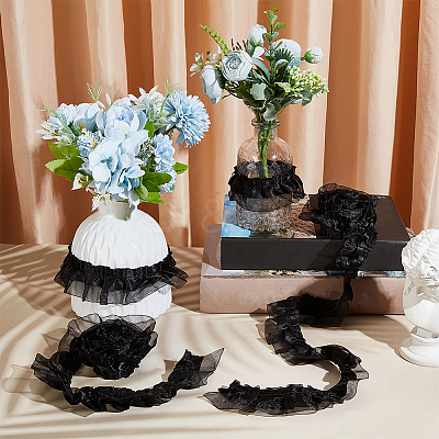 Satin Chiffon Double Ruffled Lace Trim OCOR-WH0047-32A-1