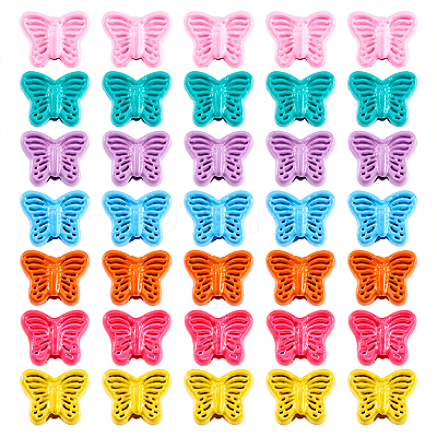 56Pcs 7 Colors Spray Painted Alloy Beads FIND-TA0002-99-1