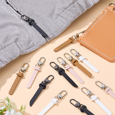 16Pcs 4 Style Imitation Leather Zipper Pull Fixer Replacement for Tab Luggage Purse Repair Accessories HJEW-PH02333-1