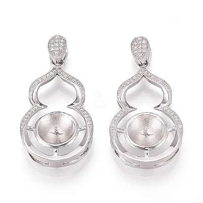 925 Sterling Silver Micro Pave Cubic Zirconia Peg Bail Pendants STER-N016-50P-1