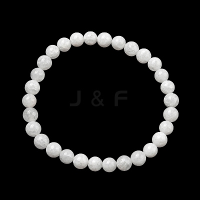 Natural White Jade Round Beaded Stretch Bracelets BJEW-F202-06-01-1
