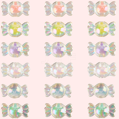 300Pcs 6 Colors Transparent Acrylic Beads TACR-PA0001-01-1
