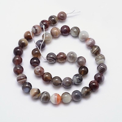 Round Natural Botswana Agate Bead Strands G-I166-02-10mm-1