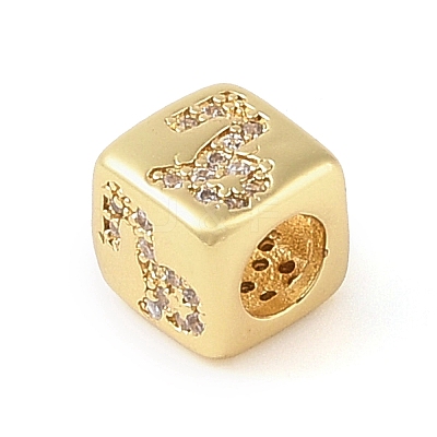 Brass Micro Pave Clear Cubic Zirconia European Beads LS-KK-K368-01G-10-1