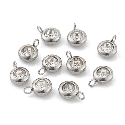 304 Stainless Steel Rhinestone Charms STAS-Z009-04-04P-1
