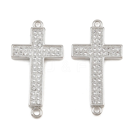 Brass Micro Pave Clear Cubic Zirconia Connector Charms CU-CBADC6C-07P-1