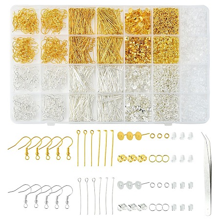 Gold and Silver Mixed Material Earring Findings Sets DIY-YW0009-60-1