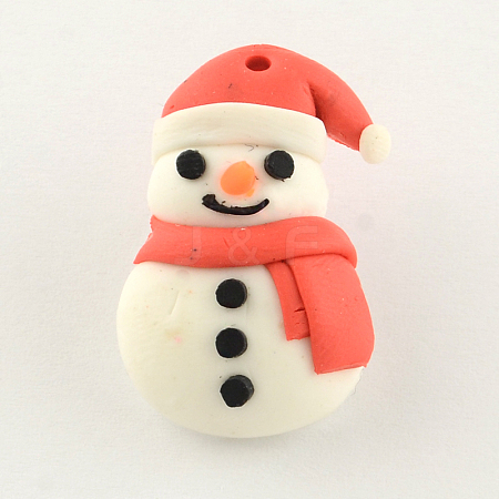 Handmade Christmas Snowman Polymer Clay Pendants X-CLAY-R060-45-1