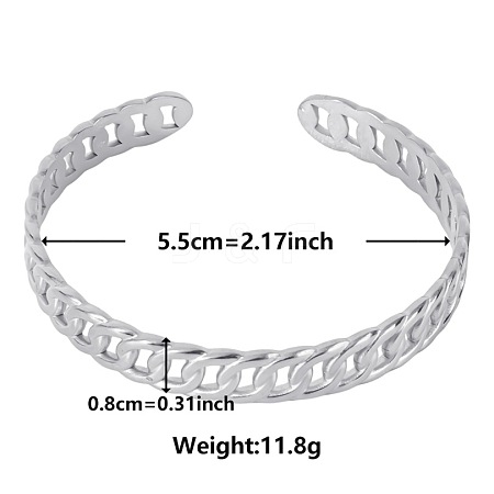 Elegant and Stylish Design Curb Chain Shape 304 Stainless Steel Cuff Bangles for Women YM3524-1-1