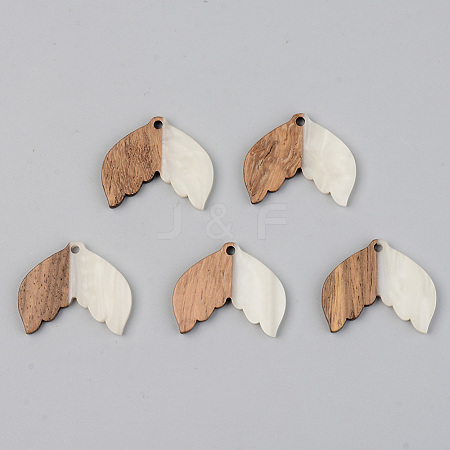 Opaque Resin & Walnut Wood Pendants RESI-S389-017A-C04-1