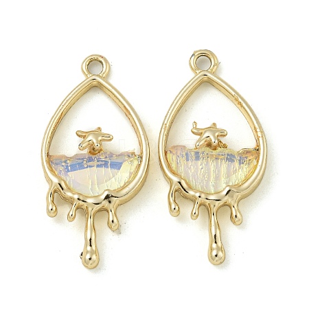 UV Plating Alloy Resin Pendants FIND-M033-23G-02-1