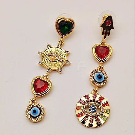 Alloy Enamel Evil Eye Dangle Stud Earrings FS-WGB3014-01-1