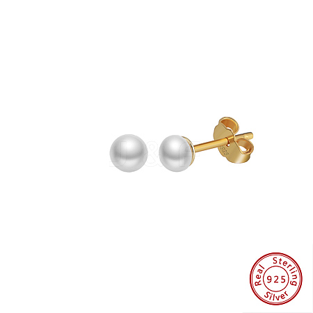 Round Natural Pearl Stud Earrings EJEW-G411-03B-G-1