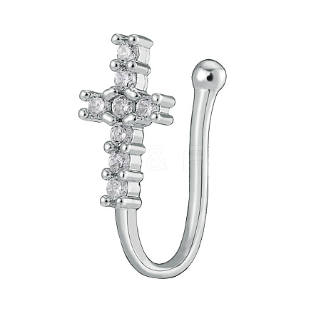 Brass Micro Pave Clear Cubic Zirconia Clip-on Nose Septum Rings WGE30AD-14-1