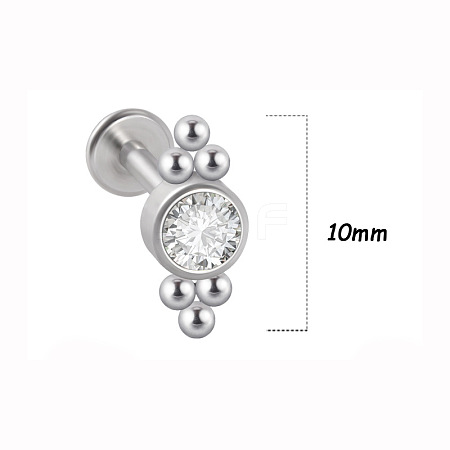 316L Surgical Stainless Steel & G23 Titanium & Crystal Rhinestone Flat Round Cartilage Earrings WGA7630-31-1