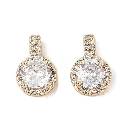 Brass Micro Pave Cubic Zirconia Pendants KK-R219-25G-1