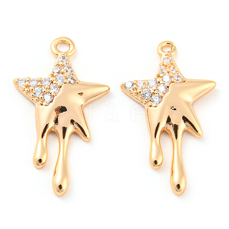 Brass Micro Pave Cubic Zirconia Pendants KK-E090-33G-1