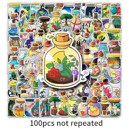 100Pcs Cartoon Bottle PVC Waterproof Stickers PW-WG25001-01-1