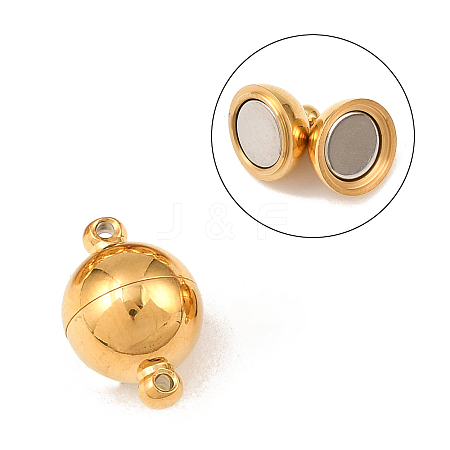 304 Stainless Steel Magnetic Clasps with Loops STAS-K006-10mm-04B-1