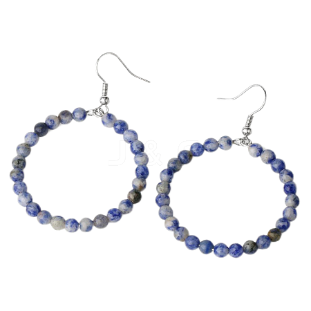 Fashionable Natural Sodalite Hoop Earrings for Women KJ9273-1-1