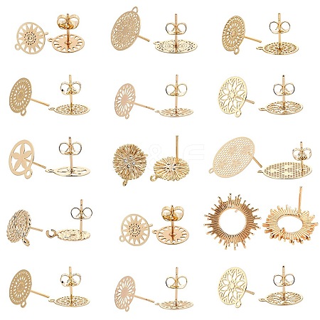 SUNNYCLUE Brass Stud Earring Findings KK-SC0001-50G-1