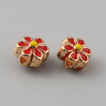 Light Gold Tone Alloy Enamel Beads ENAM-WH0057-43D-1