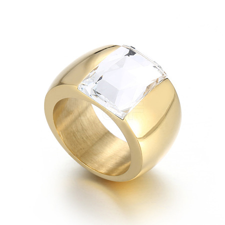 304 Stainless Steel & Glass Finger Rings FS-WGBA2F3-04-1