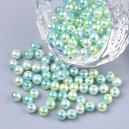 Rainbow ABS Plastic Imitation Pearl Beads OACR-Q174-8mm-03-1