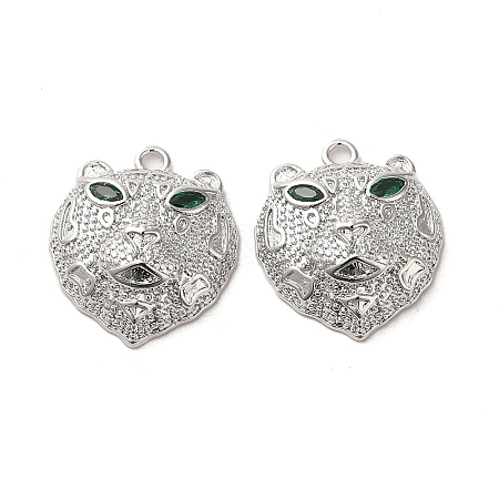 Brass Micro Pave Green Cubic Zirconia Pendants KK-G481-08P-1