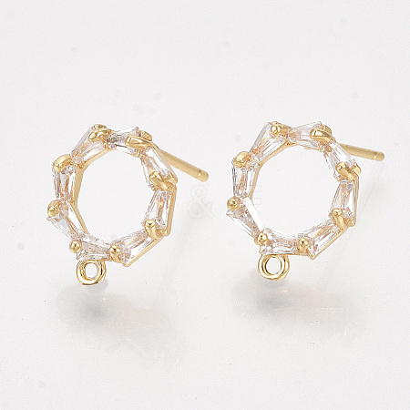 Brass Cubic Zirconia Stud Earring Findings X-KK-S350-343-1