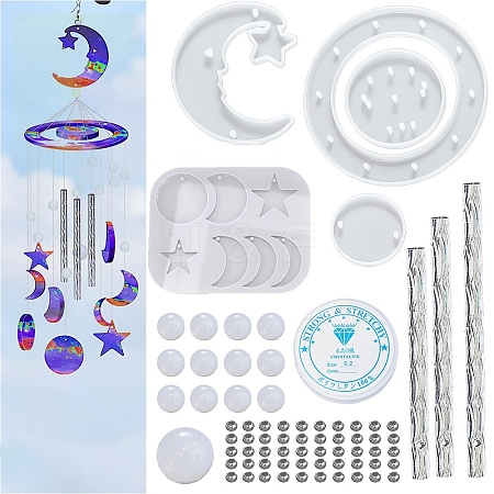 DIY Moon & Star Wind Chime Making Kits MOST-PW0001-074-1