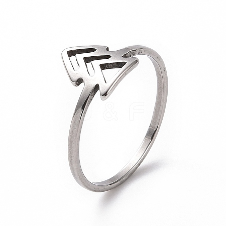 201 Stainless Steel Arrow Mark Finger Ring for Women RJEW-J051-05P-1