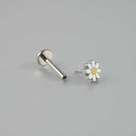 Brass Enamel Daisy Flower Threadless Labret Stud WG42C26-02-1