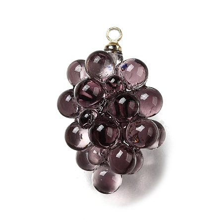 Grape Brass Acrylic Pendants LS-OACR-R006-05G-10-1