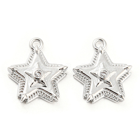 Brass Micro Pave Cubic Zirconia Charms KK-E090-35P-1