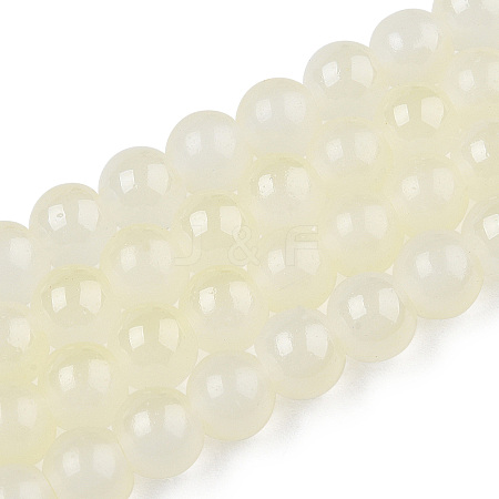 Baking Painted Imitation Jade Glass Round Bead Strands DGLA-N003-10mm-02-1