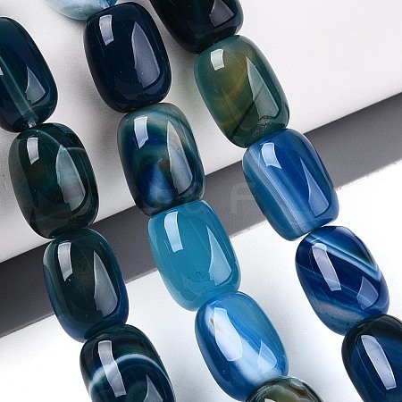 Dyed Natural Banded Agate Beads Strands G-T144-44D-1