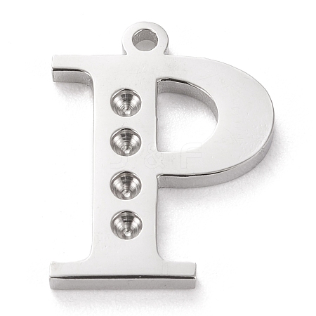 Tarnish Resistant 304 Stainless Steel Letter Pendant Rhinestone Settings LS-STAS-J028-01P-1