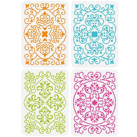 4Pcs 4 Styles PET Hollow Out Drawing Painting Stencils DIY-WH0394-0131-1