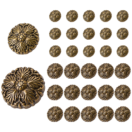 32Pcs 2 Styles 1-Hole Alloy Shank Buttons BUTT-FG0001-65AB-1
