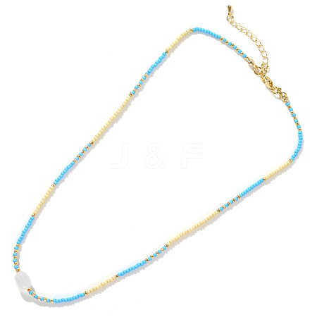 Summer Beach Style Natural Quartz Crystal & Colorful Seed Beads Beaded Necklace for Women KD2923-1-1